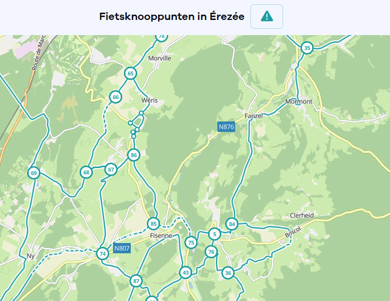 Fietsknooppunten in Erezée